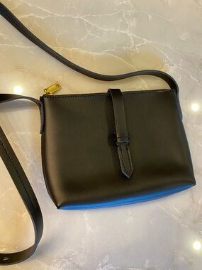 J. Crew Black Crossbody with Gold Zip Pull